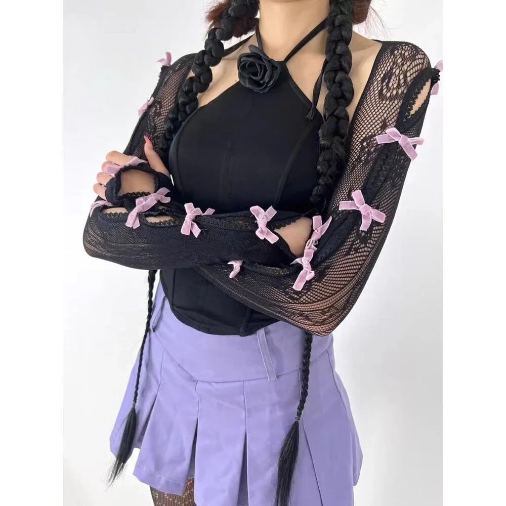 Women's Mesh Lace Shrug Crop Top Y2K Arm Sleeves Fairycore Accessories